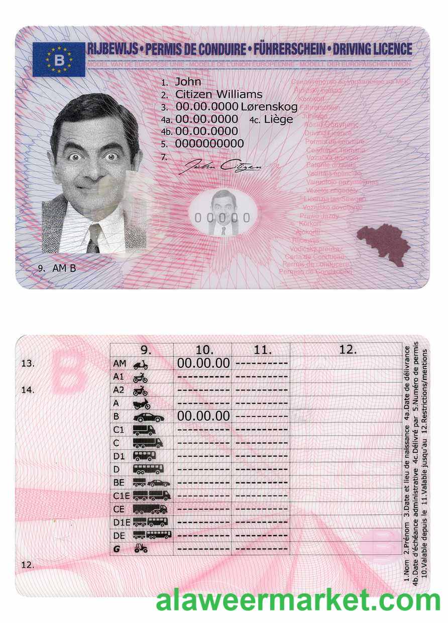 Belgium driving license PSD template,version2